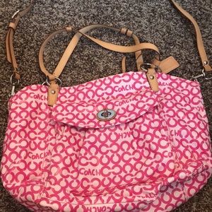 Pink Coach Purse with Signature C Logo